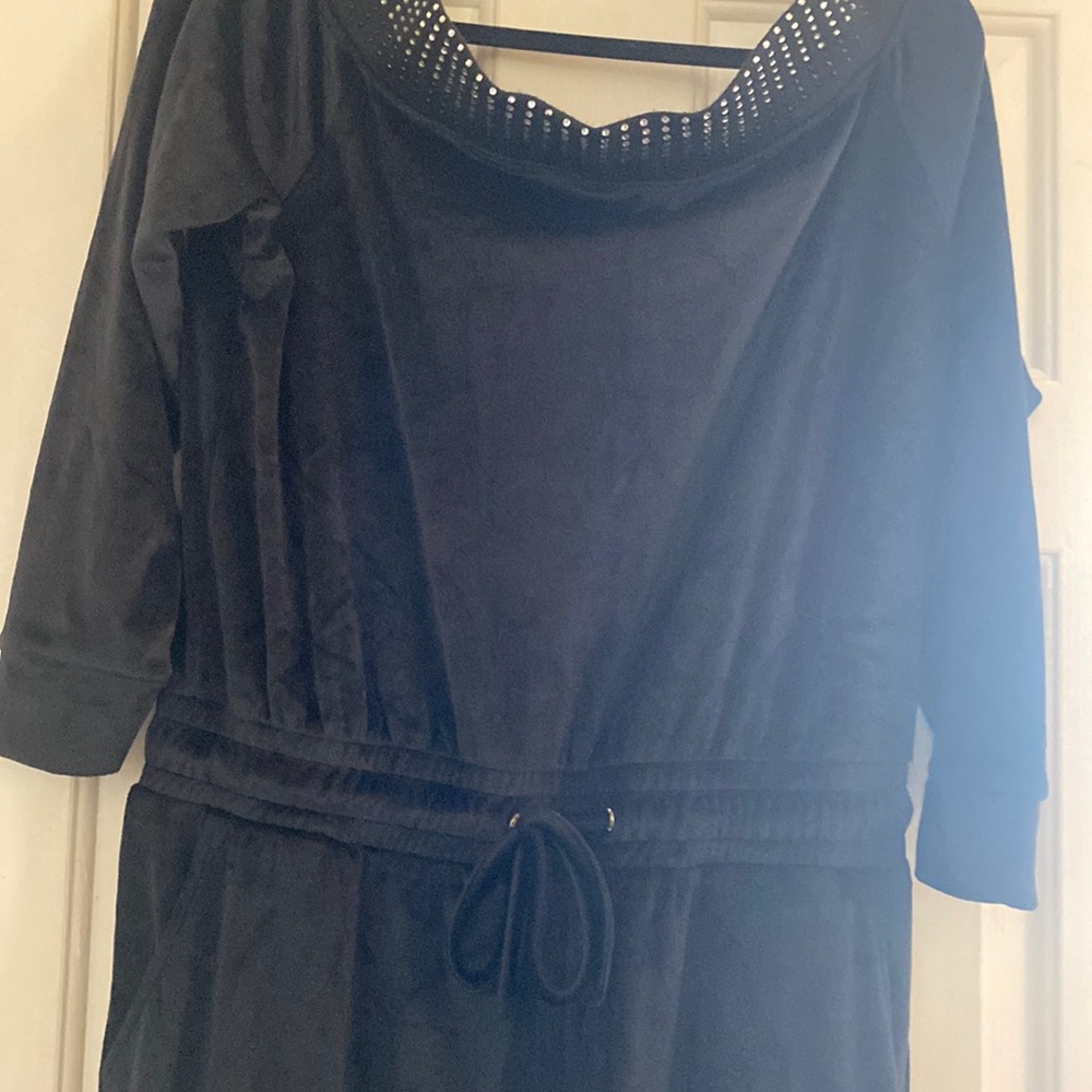 -women black velvet off shoulder jumpsuit with silver reins tones
